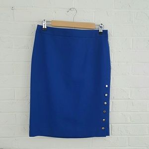 Cobalt blue pencil skirt w/ side snaps